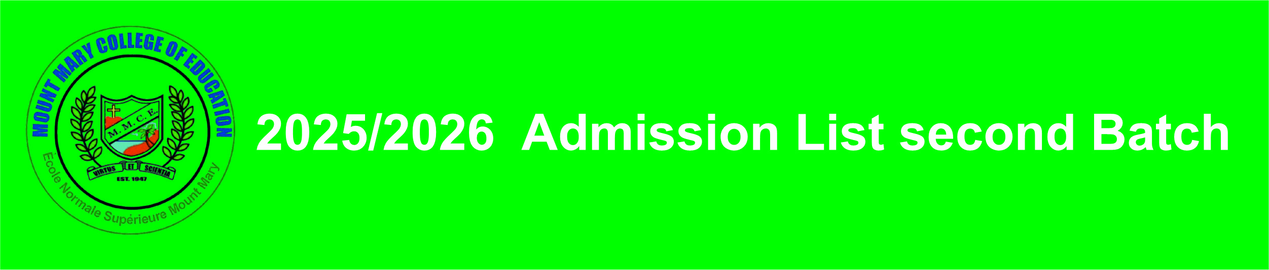 2025/2026 Admission List second Batch