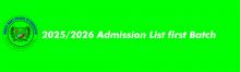 2025/2026 Admission List First Batch